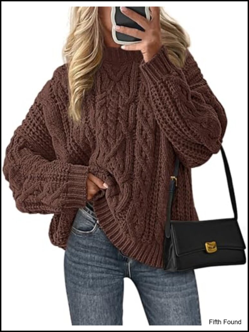 Oversized Chunky Cable Knit Crew Neck Pullover Sweater Fall